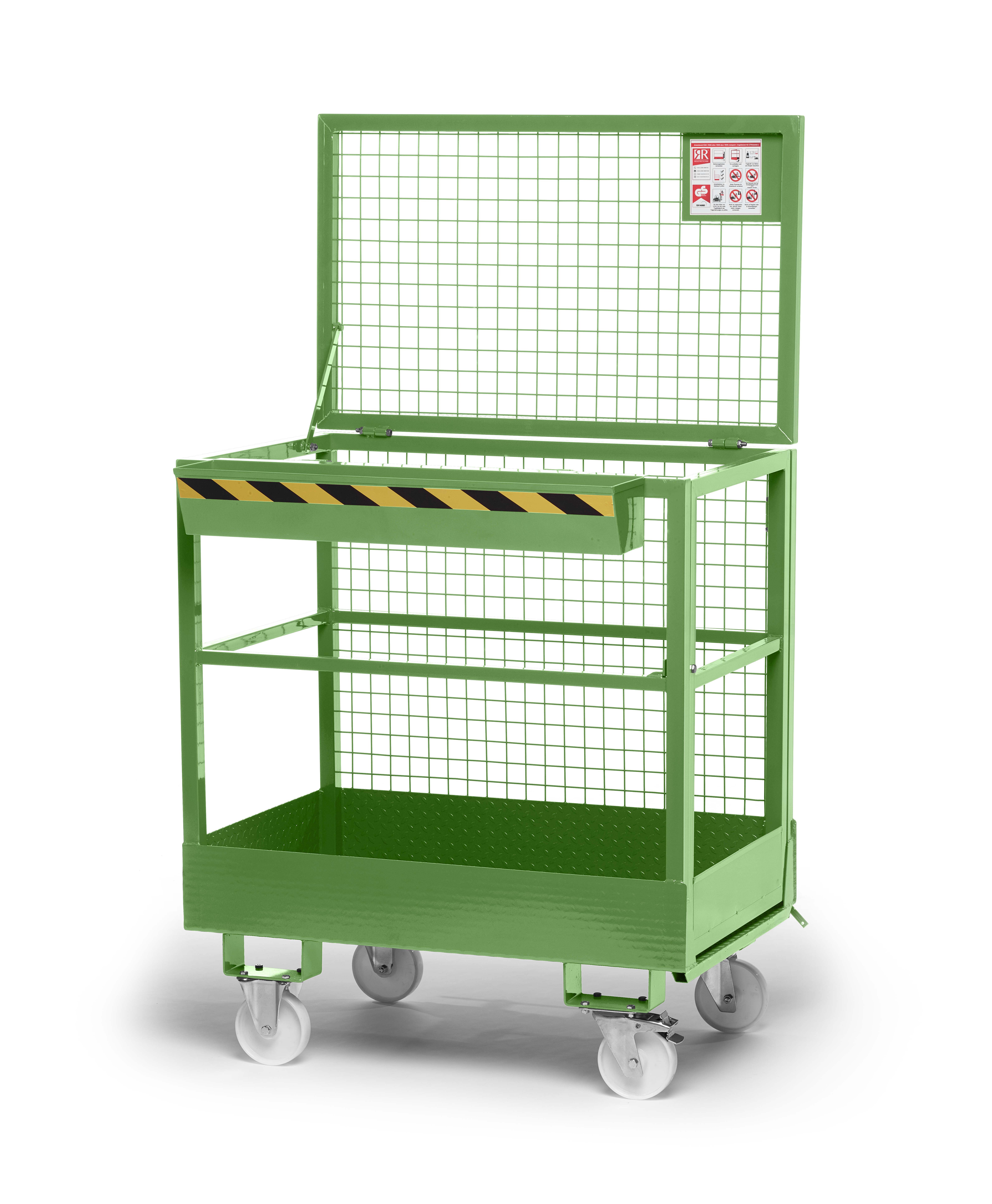 Arbeitskorb-RAK-RAL-6011-Solo-V3-mit-Rollen