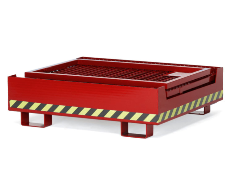 Zusammenfaltbarer Stapler Arbeitskorb RAK-COMPACT für platzsparende Lagerung im Betrieb